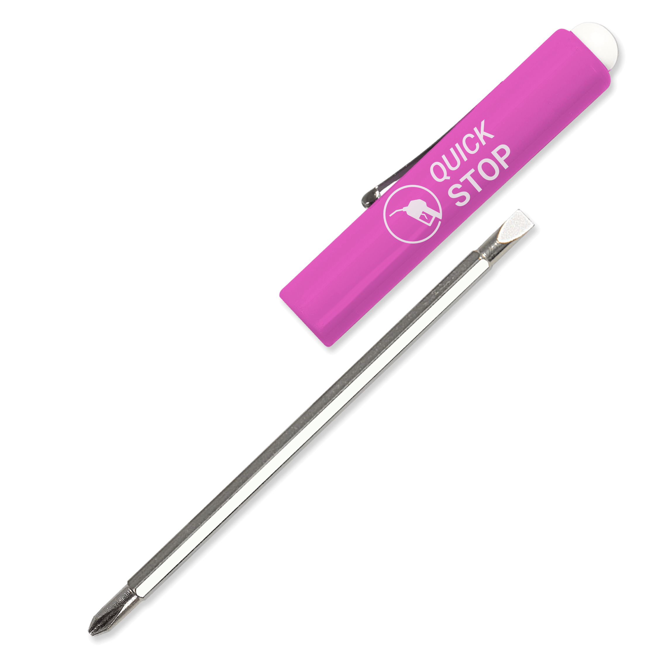 Jumbo Pocket Screwdriver Reversible Flat Blade + Button               